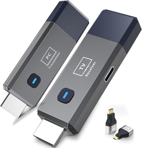 Wireless HDMI Transmitter and Receiver 328ft/100m Extender 1080P Output | Ultra HD 4K Decode Input Plug&Play Portable 2.4G/5.8G for Video and Audio to Monitor from PC/Projector/TV Box(Gray) in Kuwait