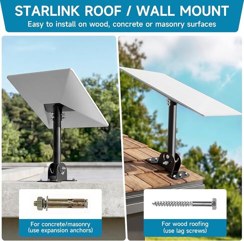 Starlink Mount for Standard 4/4X/Gen 3, Starlink Roof/Wall Mount Kit | Heavy-Duty Starlink Mounting Kit with Full Package Accessories – Wind-Resistant, Easy to Install in Saudi Arabia