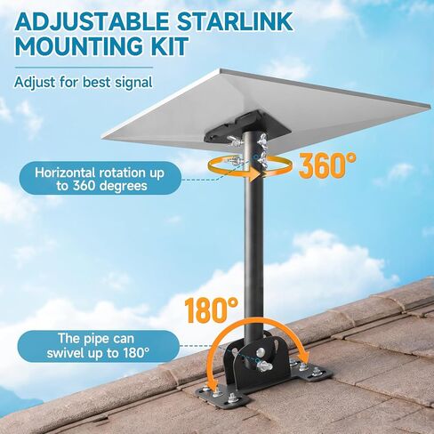 Starlink Mount for Standard 4/4X/Gen 3, Starlink Roof/Wall Mount Kit | Heavy-Duty Starlink Mounting Kit with Full Package Accessories – Wind-Resistant, Easy to Install in Saudi Arabia