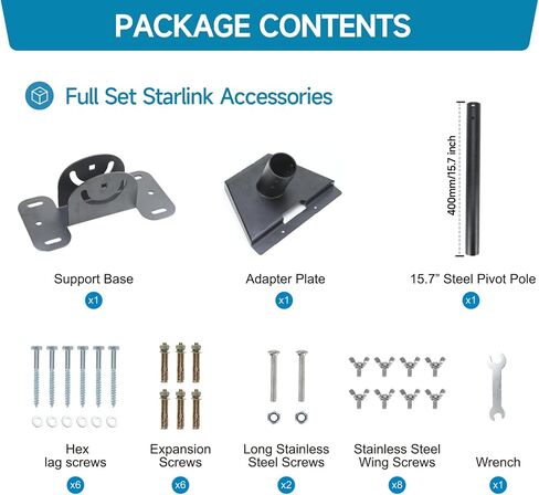 Starlink Mount for Standard 4/4X/Gen 3, Starlink Roof/Wall Mount Kit | Heavy-Duty Starlink Mounting Kit with Full Package Accessories – Wind-Resistant, Easy to Install in Saudi Arabia