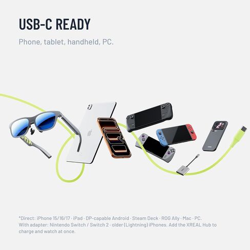XREAL xbx a01+ AR Glasses, 147'' Big-Screen Display for Movies & Gaming | 62g Ultralight, Bright 1600-nit HDR10, USB-C DP for iPhone, iPad, Android, Steam Deck, ROG & PC in Saudi Arabia