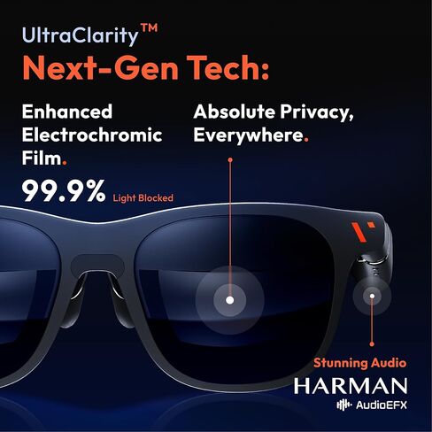 VITURE Pro XR/AR Glasses, 135" 120Hz 1000Nits Display, Harman Audio, Myopia Adjustments, Electrochromic Film, for iPhone 17/16/15/Android/Mac/PC/Steam Deck, First-Ever XR Experience for Switch 2 in Saudi Arabia