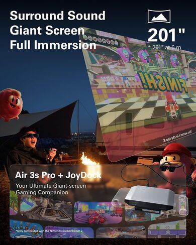 RayNeo Air 3s Pro AR/XR Glasses 201" 1200 Nits 120Hz HueView 2.0 Display | 120Hz Smooth Visuals, 1200 Nits Brightness, Gaming Optimized, iPhone 17/16/15, Android, Mac, Switch 2, PS5, Steam Deck in Saudi Arabia