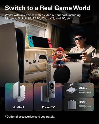 RayNeo Air 3s Pro AR/XR Glasses 201" 1200 Nits 120Hz HueView 2.0 Display | 120Hz Smooth Visuals, 1200 Nits Brightness, Gaming Optimized, iPhone 17/16/15, Android, Mac, Switch 2, PS5, Steam Deck in Saudi Arabia