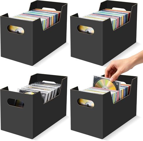 AOBOPLE CD Storage Box, 8-Pack Black Cardboard CD Organizer, Holds 224 CDS | CD Storage Holder with Carrying Handles for Home Office,Portable Organizer for Media Collection in Saudi Arabia