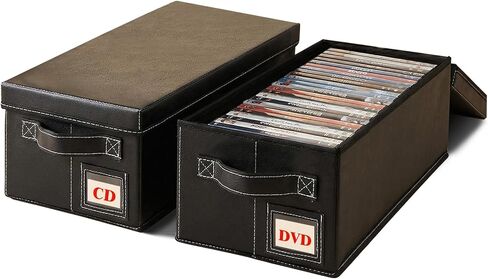 DVD Storage Box 6 Pack, PU Leather DVD Organizer Stackable, Holds 156 DVDs, Disc Organizer for Blu ray CD Video Game, Home Entertainment Media Holder in Saudi Arabia
