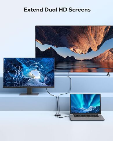 USB to HDMI Adapter, USB 3.0 to Dual HDMI Adapter, Audio Video Graphics Converter Cable for Laptop Monitor Desktop TV, Compatible with Mac OS, Windows in Saudi Arabia