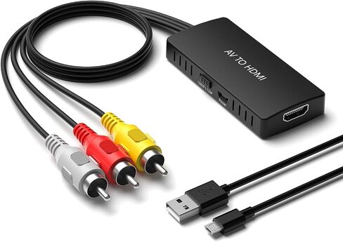 RCA to HDMI Converter, AV to HDMI Adapter Support 1080P, PAL/NTSC Compatible with WII/WII U/PS one/PS2/PS3/STB/Xbox/VHS/VCR/Blue-Ray DVD ect. in Saudi Arabia