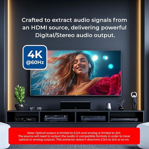 OREI 4K@60Hz HDMI Audio Converter Extractor- SPDIF & 3.5mm Output, HDCP 2.2 | HDMI to Audio, HDMI Audio Extractor 4K 60Hz, Dolby Digital/DTS Passthrough, HDR10, Dolby Vision, CEC in Saudi Arabia