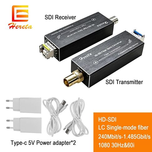 Mini HD-SDI Fiber Extender, 1080P Video Extender, Fiber Converter Kit with SFP Module up to 20km Over Single-Mode, Optical Transceiver with Type-C Power, Uncompressed, No Loss & Delay in Saudi Arabia