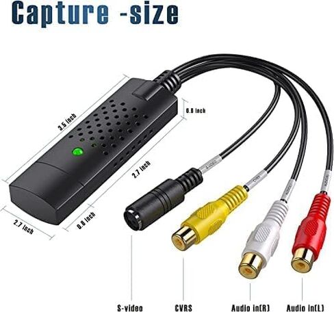 Capture Card, USB Video Capture Card Device, Audio Video Converter Grabber for RCA to USB-Convert VHS Mini DV VCR Hi8 DVD to Digital, for PC TV Tape Player Camcorder, MAC Windows Vista Compatible in Saudi Arabia