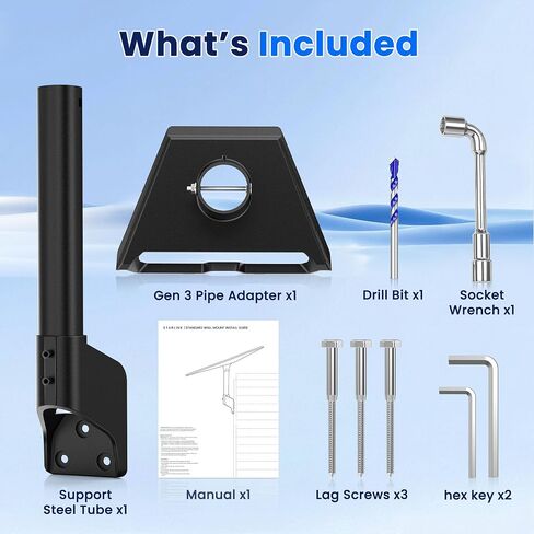 Standard 4/4X Mount for Starlink, 360° Adjustable Gen 3 Dish Wall Mount with Aluminum Adapter, Rust-Resistant Roof and Eave Mounting Kit for Outdoor Use in Saudi Arabia