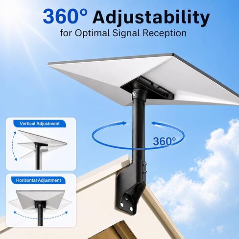 Standard 4/4X Mount for Starlink, 360° Adjustable Gen 3 Dish Wall Mount with Aluminum Adapter, Rust-Resistant Roof and Eave Mounting Kit for Outdoor Use in Saudi Arabia