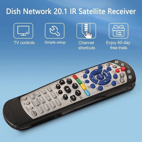 2 Pack New Dish Remote for Dish Network 20.1 IR Satellite Receiver TV DVD VCR Remote Control (Black) in Saudi Arabia