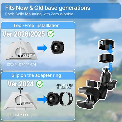 for 2026/2025 Starlink Mini Clamp Mount and 2024 Pipe Adapters, Born for Starlink Mini Pipe Adapter and Flat Mount for RV/Pole/Yacht/Camper/Guardrails, 2 in 1 Design in Saudi Arabia