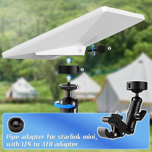 for 2026/2025 Starlink Mini Clamp Mount and 2024 Pipe Adapters, Born for Starlink Mini Pipe Adapter and Flat Mount for RV/Pole/Yacht/Camper/Guardrails, 2 in 1 Design in Saudi Arabia