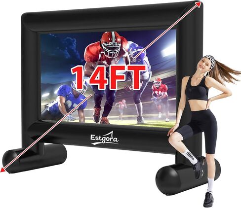 Estgora 14FT Inflatable Movie Screen Outdoor, Blow Up Projector Screen, Inflatable Movie Screen with Air Blower Front & Rear Projection Screens for Outdoor Movie Night Backyard Pool Fun in Saudi Arabia