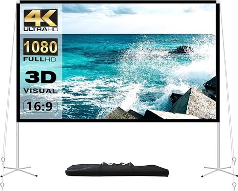 Portable Projector Screen with Stand Outdoor: Camping Projection Screen 80 inch 4K Movie Screen for Home Backyard Indoor 16:9 HD Night in Saudi Arabia