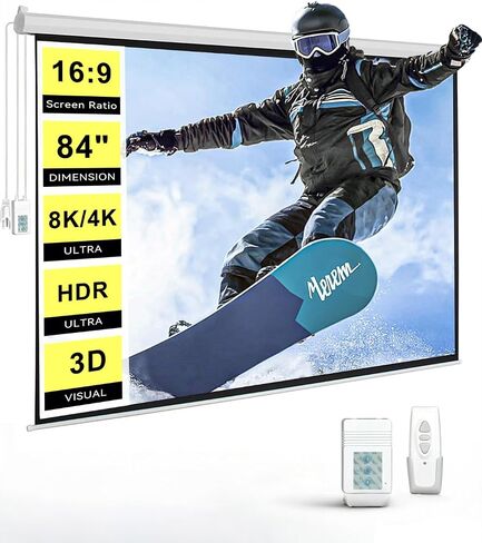 DINAH 120 Inch Electric Projector Screen with Remote | Automatic Air Indoor Drop Down, Motorized, 4K 3D HD Projection, For Movies in Saudi Arabia