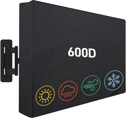 Outdoor TV Cover 50 Inch Weatherproof, 600D Heavy Duty | Waterproof Flat Screen Protector, Universal Fit for Wall Mounted Outside Television - Black in Saudi Arabia