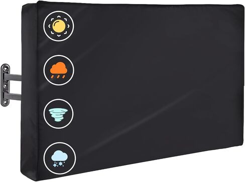 Outdoor TV Cover 55 inch Weatherproof, Waterproof TV Cover for Outside | TV Cover 52"L x 31"W for Outside 52 to 55 inch Flat Screen Television, Heavy Duty Screen Protector with Bottom, Black in Saudi Arabia