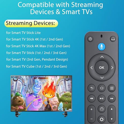 Replacement Remote for Fire TV, Fire Stick, FireStick, Insignia AMZ Fire TV | 1 Year Warranty, for Toshiba/Amazon/Hisense/TCL Fire TV, for Fire Cube, Voice Control, 2 Custom Buttons, Premium ABS Material in Saudi Arabia
