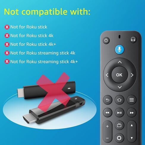Replacement Remote for Fire TV, Fire Stick, FireStick, Insignia AMZ Fire TV | 1 Year Warranty, for Toshiba/Amazon/Hisense/TCL Fire TV, for Fire Cube, Voice Control, 2 Custom Buttons, Premium ABS Material in Saudi Arabia
