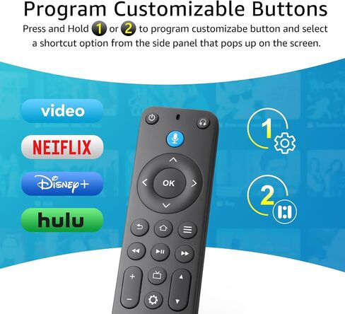 Replacement Remote for Fire TV, Fire Stick, FireStick, Insignia AMZ Fire TV | 1 Year Warranty, for Toshiba/Amazon/Hisense/TCL Fire TV, for Fire Cube, Voice Control, 2 Custom Buttons, Premium ABS Material in Saudi Arabia