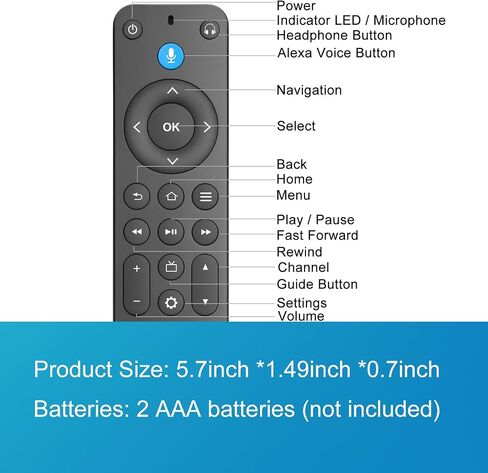 Replacement Remote for Fire TV, Fire Stick, FireStick, Insignia AMZ Fire TV | 1 Year Warranty, for Toshiba/Amazon/Hisense/TCL Fire TV, for Fire Cube, Voice Control, 2 Custom Buttons, Premium ABS Material in Saudi Arabia