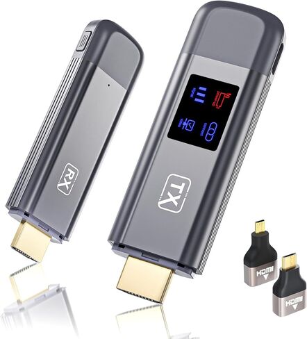 Wireless HDMI Transmitter and Receiver, 120M/400FT, 5.8G+2.4G Dual-Band | LDS Antenna and Low Latency, Video and Audio to TV/Monitor/Projector, Plug and Play, 1080P Output, 4K Decode, Mirror & Extend in Saudi Arabia