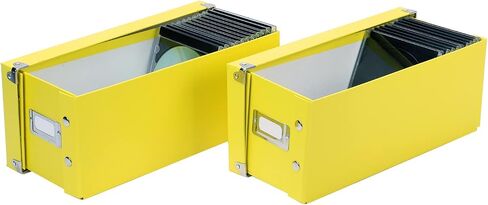 Snap-N-Store CD Storage Box, 2-Pack, Holds 52 CDs, Snap Assembly, Black | Sturdy organizer with reinforced corners and industrial-sized snaps, chrome label holder, stylish accent piece for any shelf in Saudi Arabia