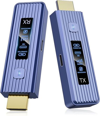𝐏𝐫𝐨-𝐆𝐫𝐚𝐝𝐞 Wireless HDMI Transmitter and Receiver, 360FT/110M Stable Transmission, 4K Decoding & 1080P with LED Smart Display, 5.8+2.4G Dual Band, Plug & Play for PC/Laptop/TV Box to Monitor in Saudi Arabia