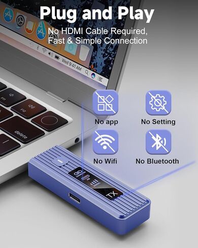 𝐏𝐫𝐨-𝐆𝐫𝐚𝐝𝐞 Wireless HDMI Transmitter and Receiver, 360FT/110M Stable Transmission, 4K Decoding & 1080P with LED Smart Display, 5.8+2.4G Dual Band, Plug & Play for PC/Laptop/TV Box to Monitor in Saudi Arabia