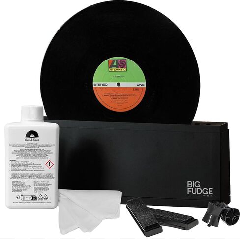 Big Fudge Vinyl Record Cleaner Kit – Cleaning Machine with care Solution, Microfiber Cloth and Brush – Scratch-Free Album Care - Record Player Accessories in Saudi Arabia
