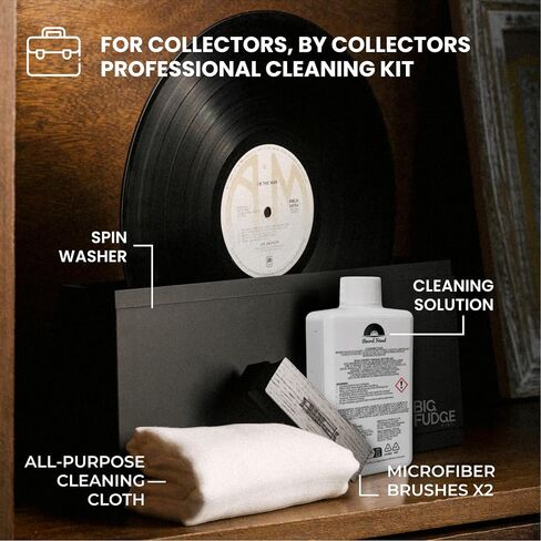 Big Fudge Vinyl Record Cleaner Kit – Cleaning Machine with care Solution, Microfiber Cloth and Brush – Scratch-Free Album Care - Record Player Accessories in Saudi Arabia