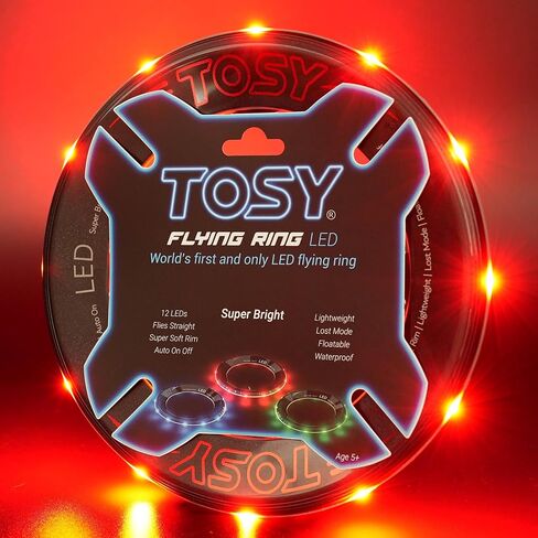 TOSY Flying Ring - 36 RGB Multicolor or 12 Monocolor LEDs, Super Bright, Lost Mode, Auto Light Up, Camping Essentials for Kid/Teen/Boy/Girl, Safe & Soft, Waterproof, Pool/Beach Games, Lightweight Toy in Saudi Arabia