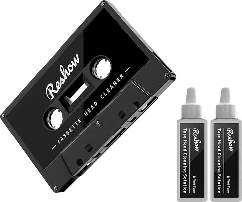 Cassette Tape Cleaner Kit - Reusable Tape Head Cleaner with 2 Cleaning Fluid for Audio Cassette Players, Boombox, Deck, Recorder & Car Tape Players - Cassette Cleaning Maintenance Kit in Saudi Arabia