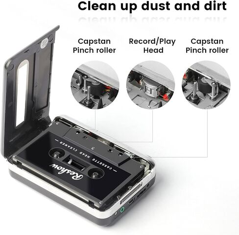 Cassette Tape Cleaner Kit - Reusable Tape Head Cleaner with 2 Cleaning Fluid for Audio Cassette Players, Boombox, Deck, Recorder & Car Tape Players - Cassette Cleaning Maintenance Kit in Saudi Arabia