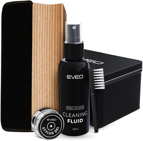 EVEO Vinyl Record Cleaning Kit - 4-in-1 Premium Vinyl Record Cleaner & Vinyl Cleaning Kit with Velvet Brush, Vinyl Cleaner Liquid, Duster & Turntable Stylus Gel in Saudi Arabia