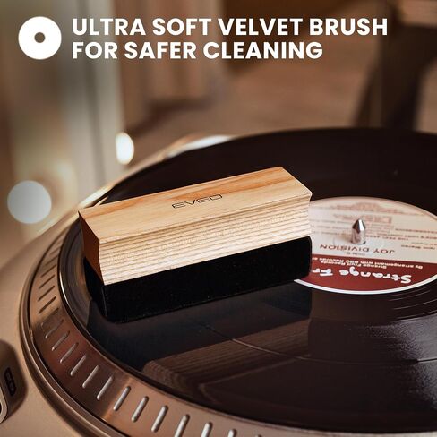 EVEO Vinyl Record Cleaning Kit - 4-in-1 Premium Vinyl Record Cleaner & Vinyl Cleaning Kit with Velvet Brush, Vinyl Cleaner Liquid, Duster & Turntable Stylus Gel in Saudi Arabia