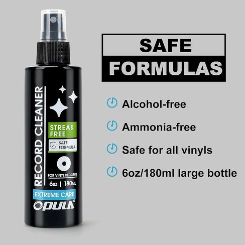 OPULA 6oz Vinyl Record Cleaning Solution,180ml Vinyl Record Cleaner Fluid, Record Cleaner Spray for Lps Album, Remove Dirt & Debris & Fingerprint, Improve Sound Quality in Saudi Arabia
