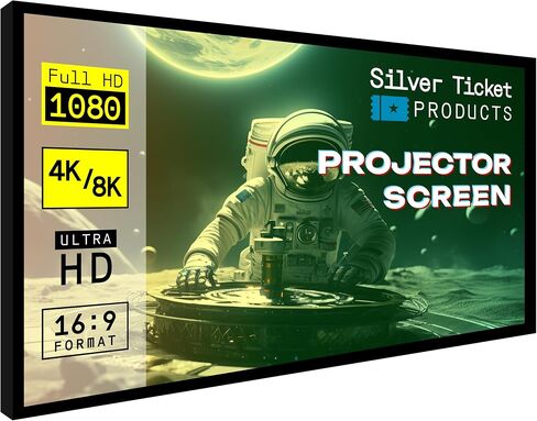 Silver Ticket Products STR Series 6 Piece White 1.1 Gain 120" Diagonal 16:9 Format Projection Screen, Aluminum Frame, Wall Mounted, 109.25x63.625 inches STR-169120 in Kuwait