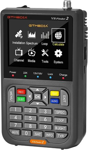 GT Media V8 Finder2 Satellite Finder Digital FTA DVB-S/S2/S2X Signal Measuring Meter Detector Receiver LCD Screen for Adjusting Sat TV Dish with Backpack in Saudi Arabia