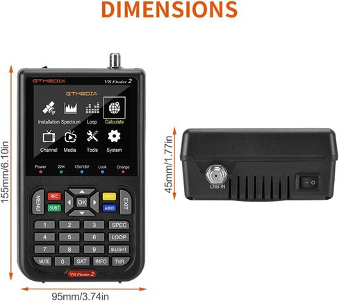 GT Media V8 Finder2 Satellite Finder Digital FTA DVB-S/S2/S2X Signal Measuring Meter Detector Receiver LCD Screen for Adjusting Sat TV Dish with Backpack in Saudi Arabia
