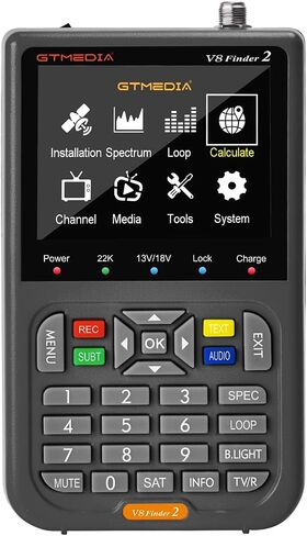 GT Media V8 FINDER2 Digital Satellite Finder and Signal Meter DVB-S/S2 H.264 HD 1080P with 7.4 V/4000 mAh 3.5-inch LCD Display, Ideal for Satellite Antenna Alignment in Saudi Arabia