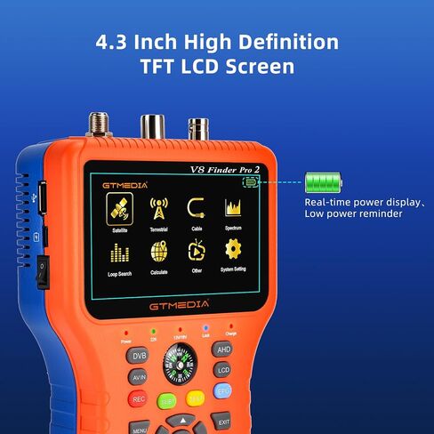 GT Media V8 Finder Pro Satellite Finder Meter SAT Finder TV DVB-S2X/S2/S/T2/T/C Signal Receiver H.264 Digital Sat Detector Satellite Recognition for Adjusting Sat Dish in Saudi Arabia