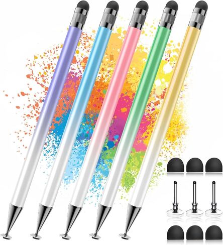 Bopomofo Stylus(5 Pcs),2-in-1 Stylus Pen for Touchscreen,Stylus Pen | Metal Barrel,Suitable for Apple(iPhone/ipad)/Nintendo Switch/Samsung/Google/Microsoft/Android Tablets Touch Screen Devices in Saudi Arabia