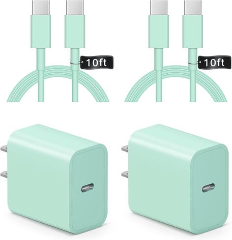 iPhone 17 16 15 Charger Fast Charging 10FT - 20W USB C Charger Block | with 10FT Type C to C Cable Compatible with iPhone 17/17 Pro/17 Pro Max/Air/16/16e/15, iPad Pro, iPad Air (Pink) in Saudi Arabia