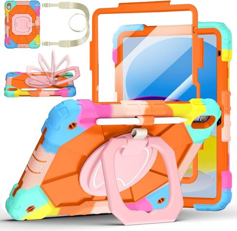 Case for iPad (A16) 11th/10th Generation 11/10.9 Inch 2025/2022, Ubearkk for iPad a16 case with Screen Protector, 360 Degree Rotating Stand Shoulder Strap Pencil Holder, Purple Pink in Saudi Arabia