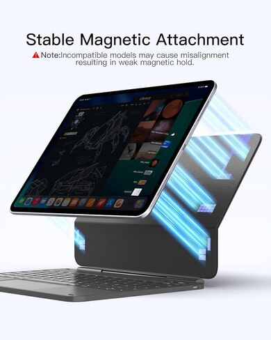 حافظة Inateck لجهاز iPad Air 13 بوصة مع لوحة مفاتيح، تصميم نحيف، لوحة تتبع كبيرة | لجهاز Air 13 بوصة M4/M3/M2 & Pro 12.9 بوصة 3-6Gen، شاشة عرض طاقة LED، إضاءة خلفية 7 ألوان، حامل أقلام مخفي، نيوماجيك، أسود in Kuwait